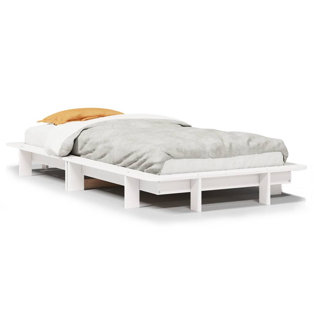 Bed Frame without Mattress White 90x200 cm Solid Wood Pine